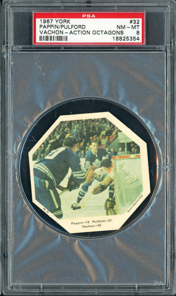 1967 York Peanut Butter Action #32 PAPPIN/PULFORD/VACHON Psa 8