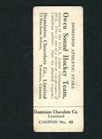 1925 Dominion Chocolate #49 Owen Sound OHA Keeling Weiland W Graham G/Vg